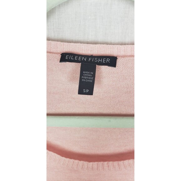 Eileen Fisher Knit Top S Organic Cotton Silk Blend Slub Light Pink Casual Spring - Picture 3 of 6